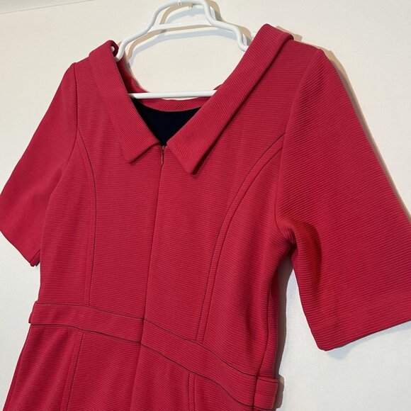Boden Women’s Betty Ottoman Dress Size 10 R Hot Pink Stretch Lined Knee Short Sl - Picture 14 of 15